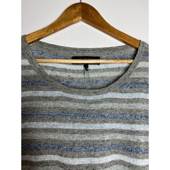 Rag & Bone Women's Small Gray Striped Linen Top - Picture 5 of 9
